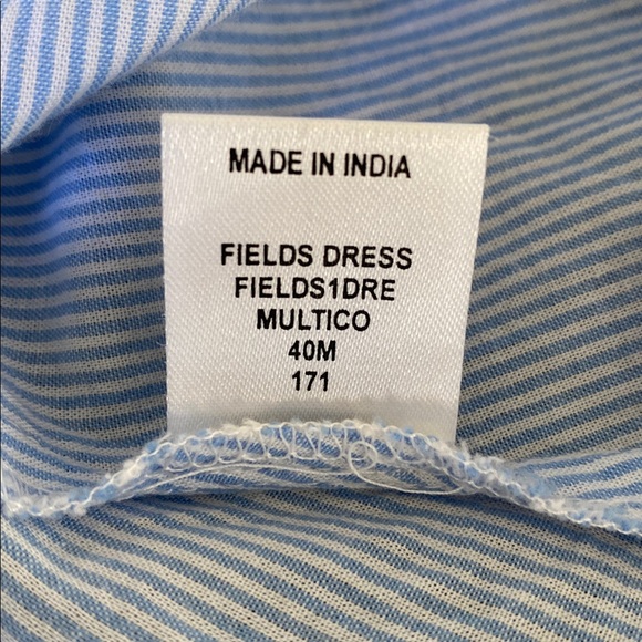 Antik Batik Blue Striped Embroidered Shirt Dress Sz 40 Boho Cottage - Picture 13 of 13